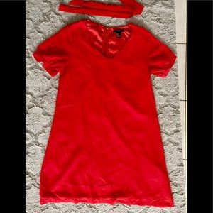 Amazing orange fall dress organza viscose mix with along zipper on the back